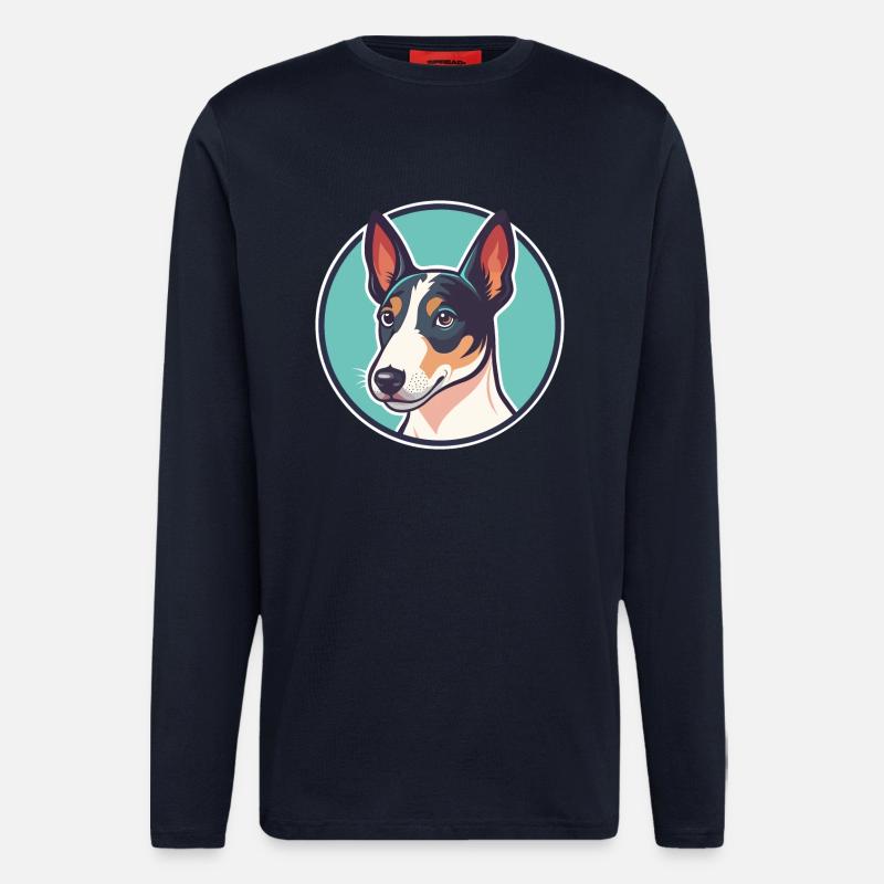 Glatter Foxterrier Hunderasse Karikatur Kawaii - Langarmshirt - made by SPREAD  - DARK NAVY