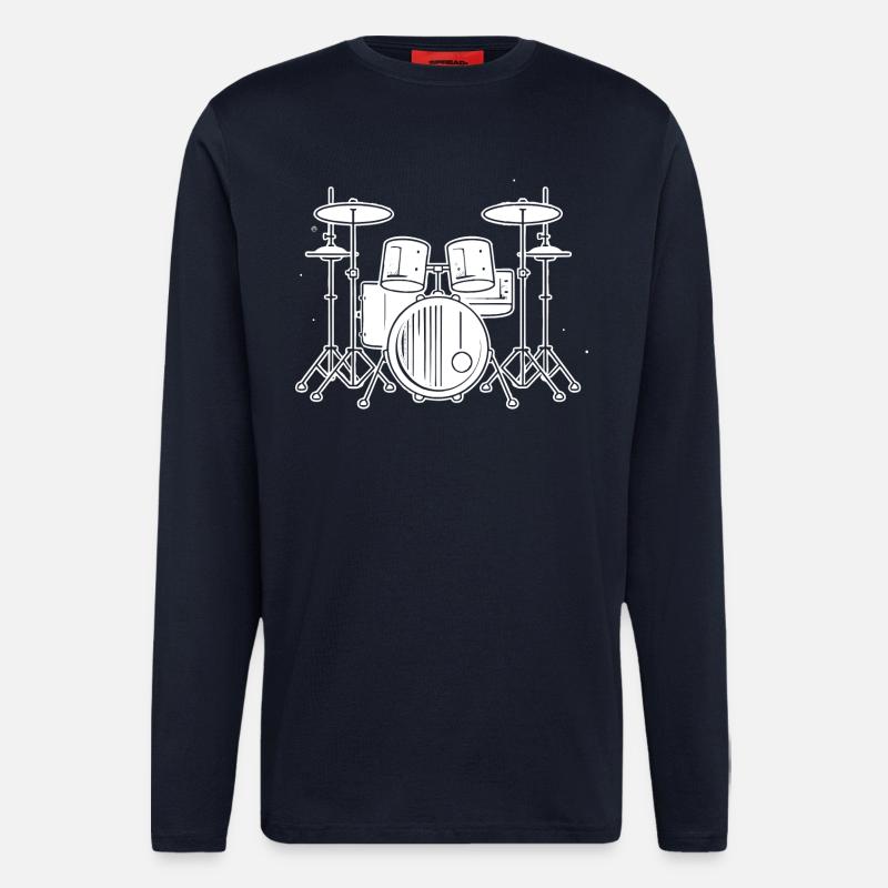Drum Set Zeichnung - Langarmshirt - made by SPREAD  - DARK NAVY