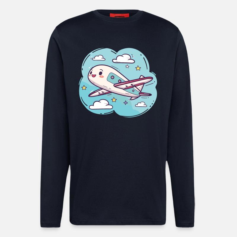 Flugzeug Comic Look - Langarmshirt - made by SPREAD  - DARK NAVY