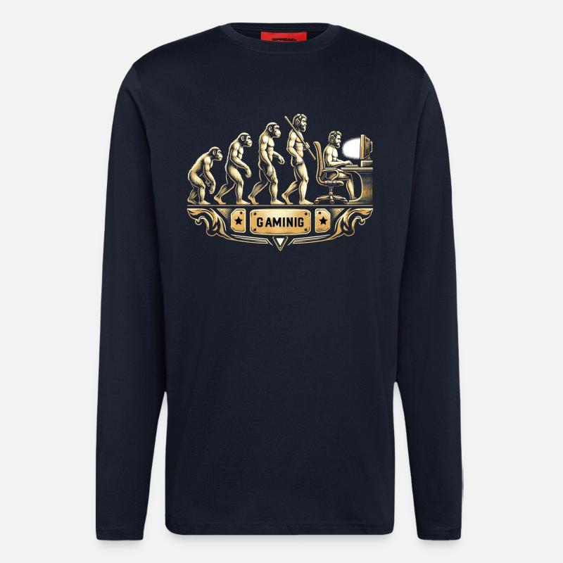 Évolution du rétro du jeu - Manches longues bio décontracté fabriqué en UE - DARK NAVY