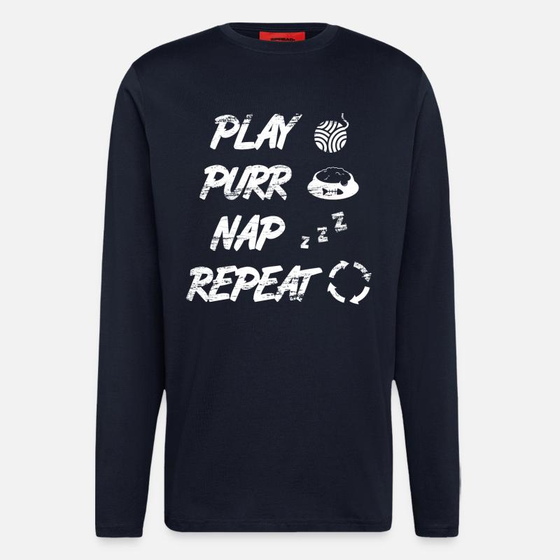 Cat Daily Routine - Longsleeve - made by SPREAD  - DARK NAVY