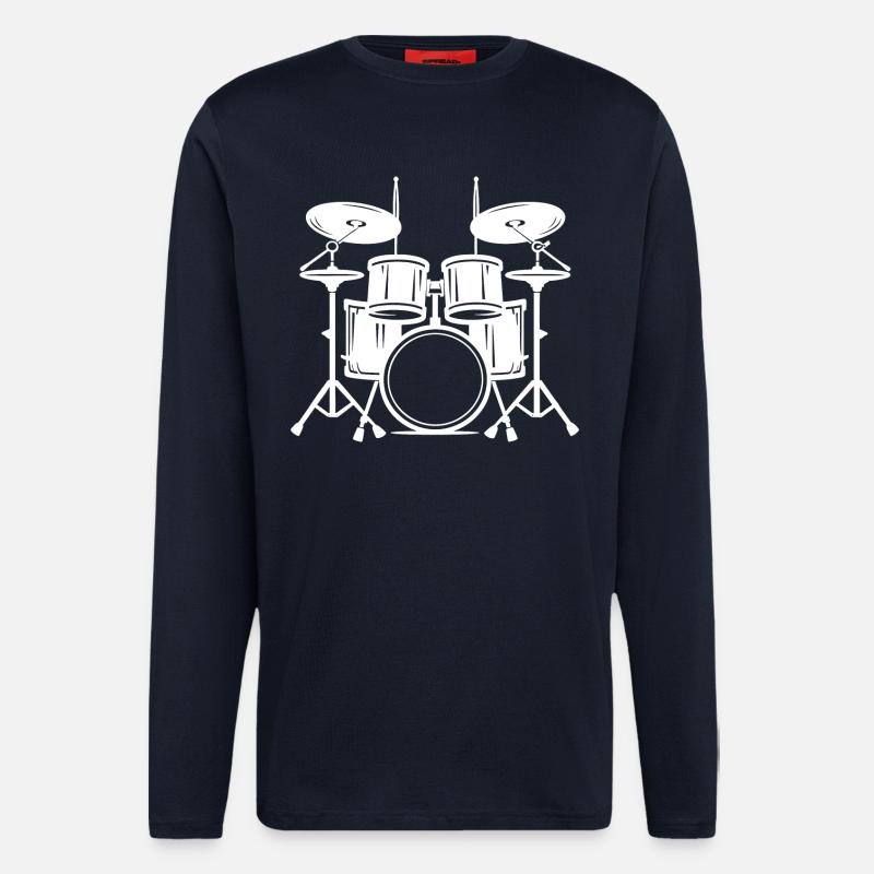 Schlagzeug Skizze - Langarmshirt - made by SPREAD  - DARK NAVY