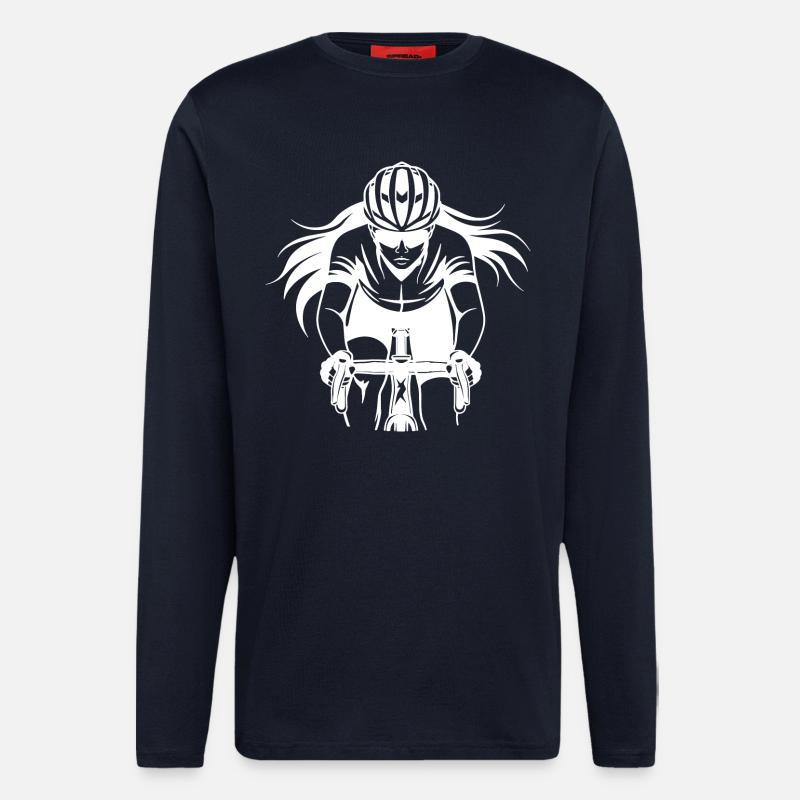 Radfahrerin Zeichnung - Langarmshirt - made by SPREAD - DARK NAVY