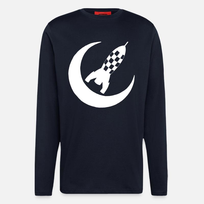 Weiße Rakete und Halbmond - Langarmshirt - made by SPREAD  - DARK NAVY
