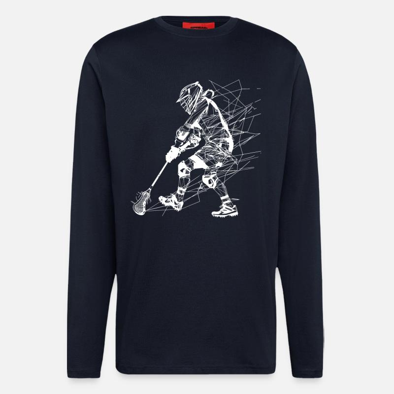 Lacrosse Player Line Art - Longsleeve - made by SPREAD - DARK NAVY