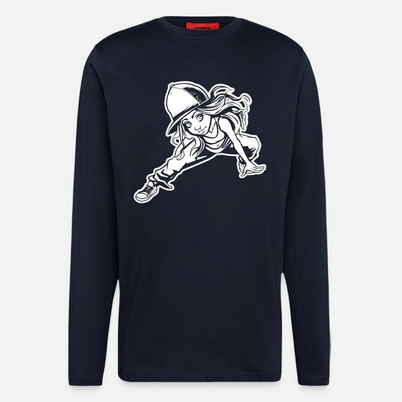 Breakdancer - Manches longues bio décontracté fabriqué en UE - DARK NAVY