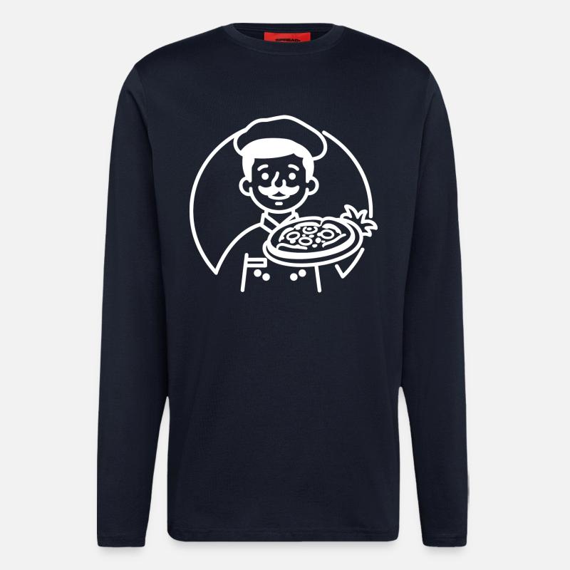 Pizza Maker Line Art - Longsleeve - made by SPREAD  - DARK NAVY