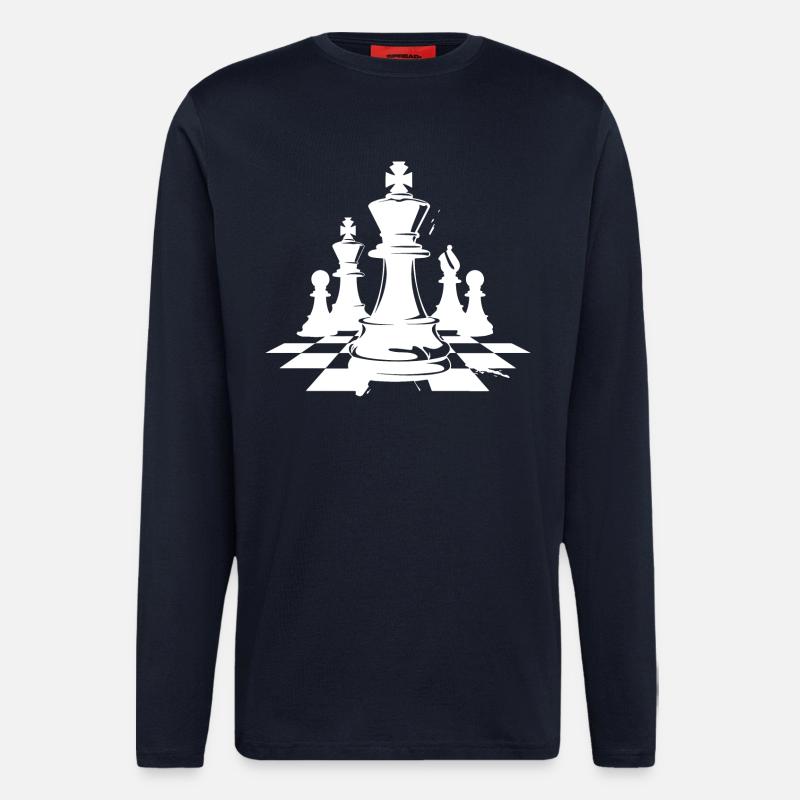 Chess Pieces Drawing - Longsleeve - made by SPREAD  - DARK NAVY