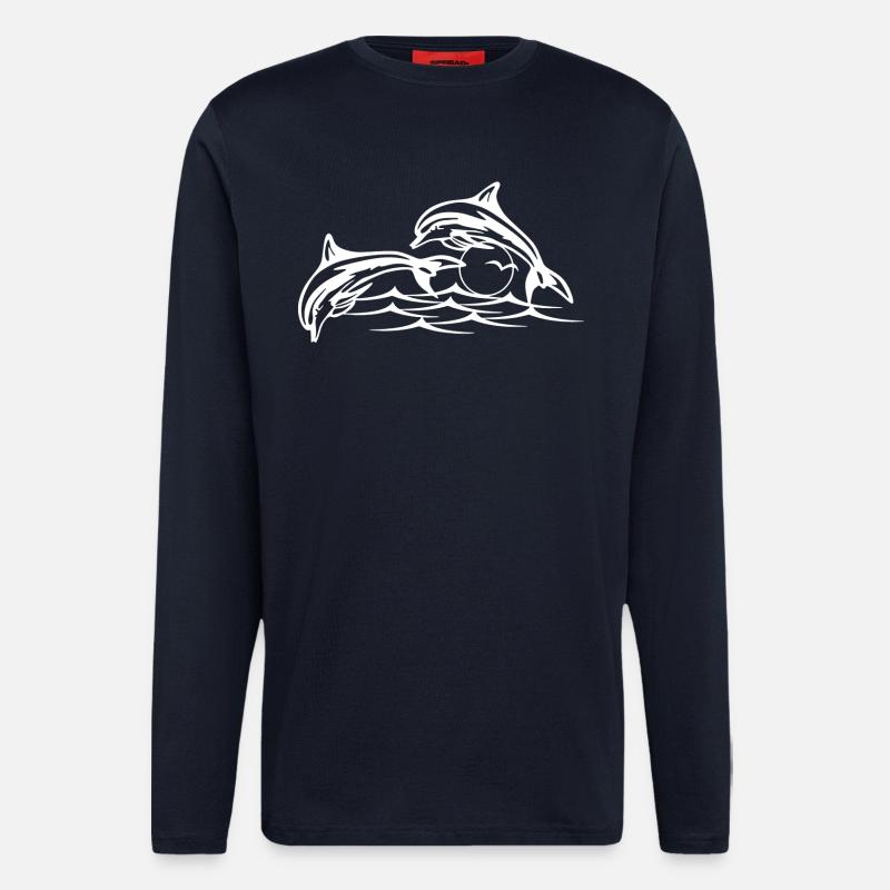 Weiße Delfine - Langarmshirt - made by SPREAD  - DARK NAVY