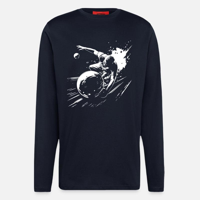 Graphiques de bowling - Manches longues bio décontracté fabriqué en UE - DARK NAVY