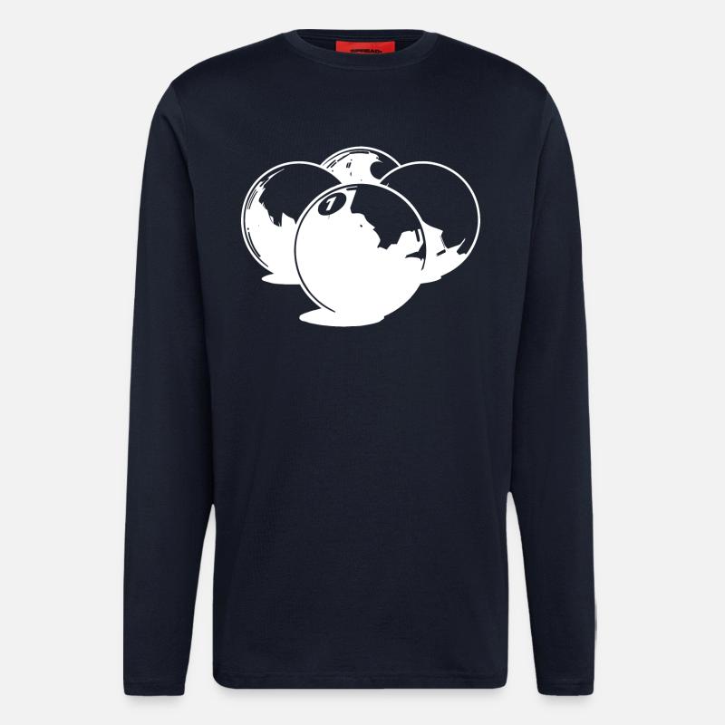 Dessin de boules de billard - Manches longues bio décontracté fabriqué en UE - DARK NAVY