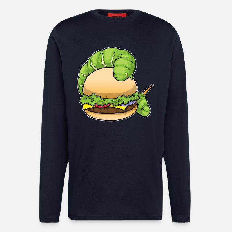 Burger à la chenille - Manches longues bio décontracté fabriqué en UE - DARK NAVY