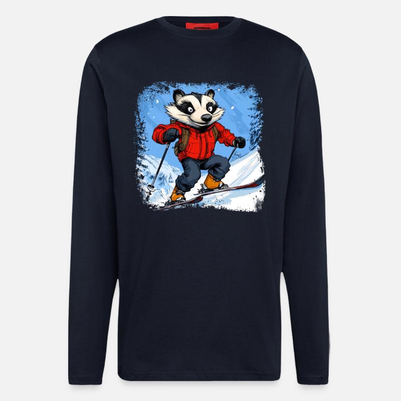 Dachse Ski / Skifahrer Dachs - Langarmshirt - made by SPREAD  - DARK NAVY