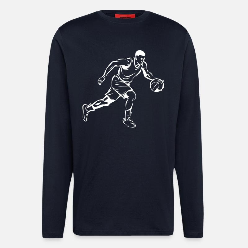 Basket-ball garçon graphique - Manches longues bio décontracté fabriqué en UE - DARK NAVY