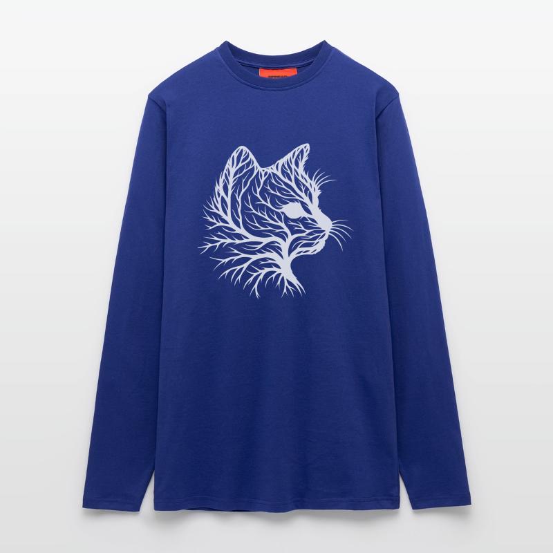 Cat with Leaf Pattern in Silhouette Style Longsleeve - made by SPREAD 