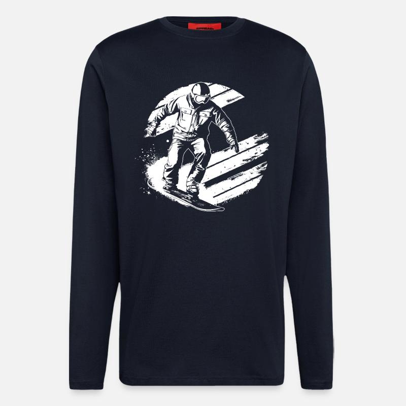 Snowboarder Zeichnung - Langarmshirt - made by SPREAD - DARK NAVY
