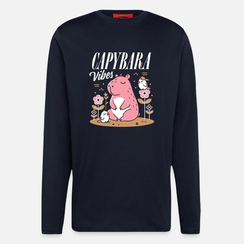 Entspannte Capybara-Vibes - Langarmshirt - made by SPREAD  - DARK NAVY