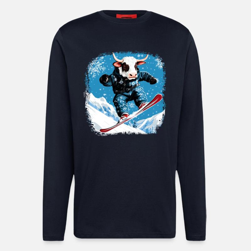 Snowboard cows - Longsleeve - made by SPREAD  - DARK NAVY
