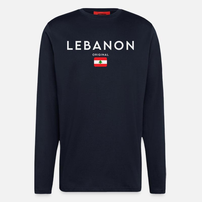 Drapeau du Liban, Fierté libanaise - Manches longues bio décontracté fabriqué en UE - DARK NAVY