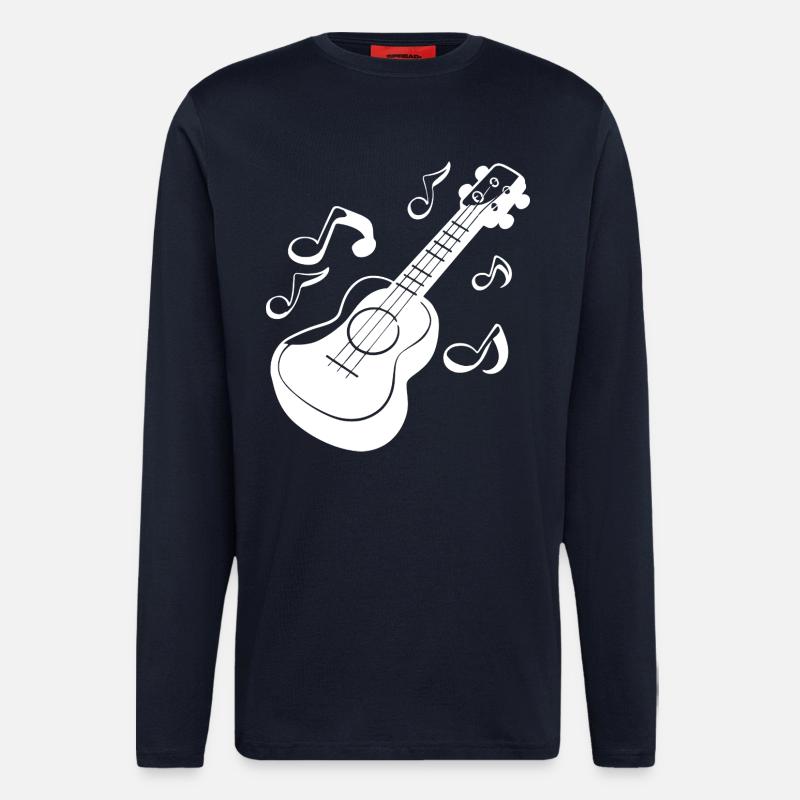 Graphiques Ukulele - Manches longues bio décontracté fabriqué en UE - DARK NAVY