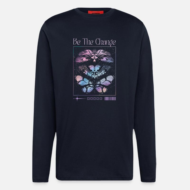 Be The Change – Schmetterlings-Transformation - Langarmshirt - made by SPREAD  - DARK NAVY