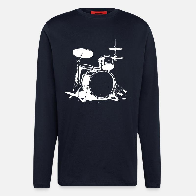 Drum Set Drawing - Longsleeve - made by SPREAD  - DARK NAVY
