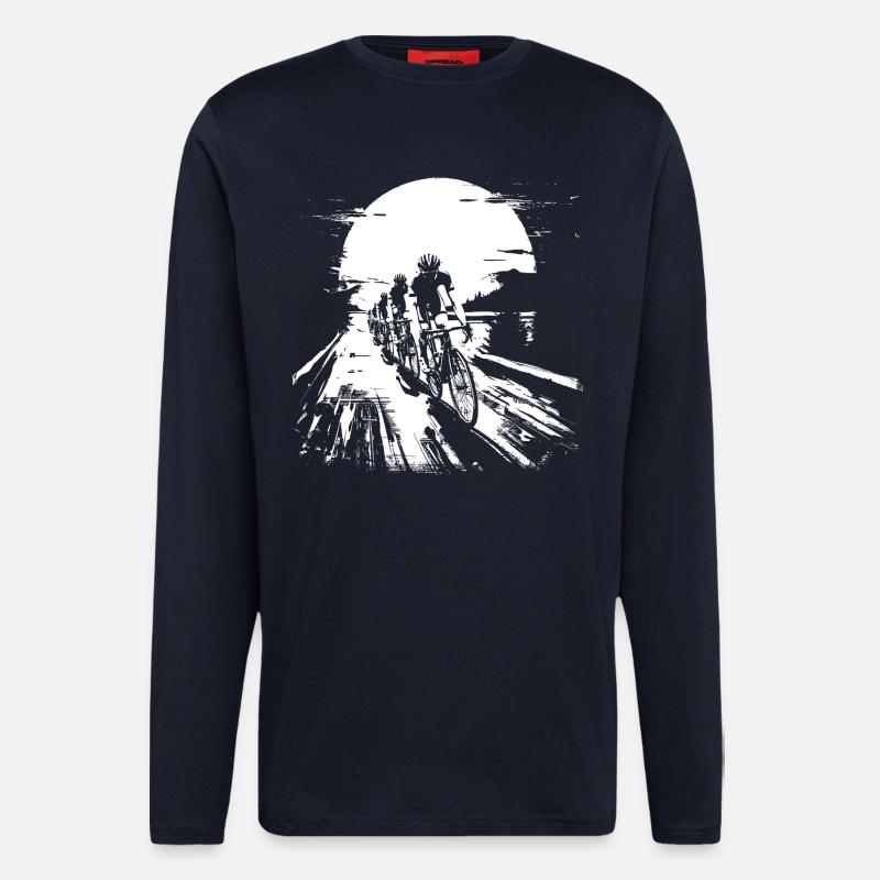 Road Cyclist Sketch - Longsleeve - made by SPREAD  - DARK NAVY