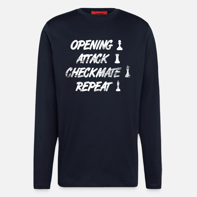 Techniques d’échecs - Manches longues bio décontracté fabriqué en UE - DARK NAVY