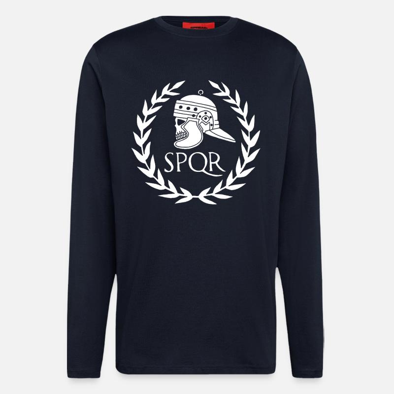 Impero Romano e Teschio Bianco - Maglia a maniche lunghe ecologica casual Made in UE - DARK NAVY