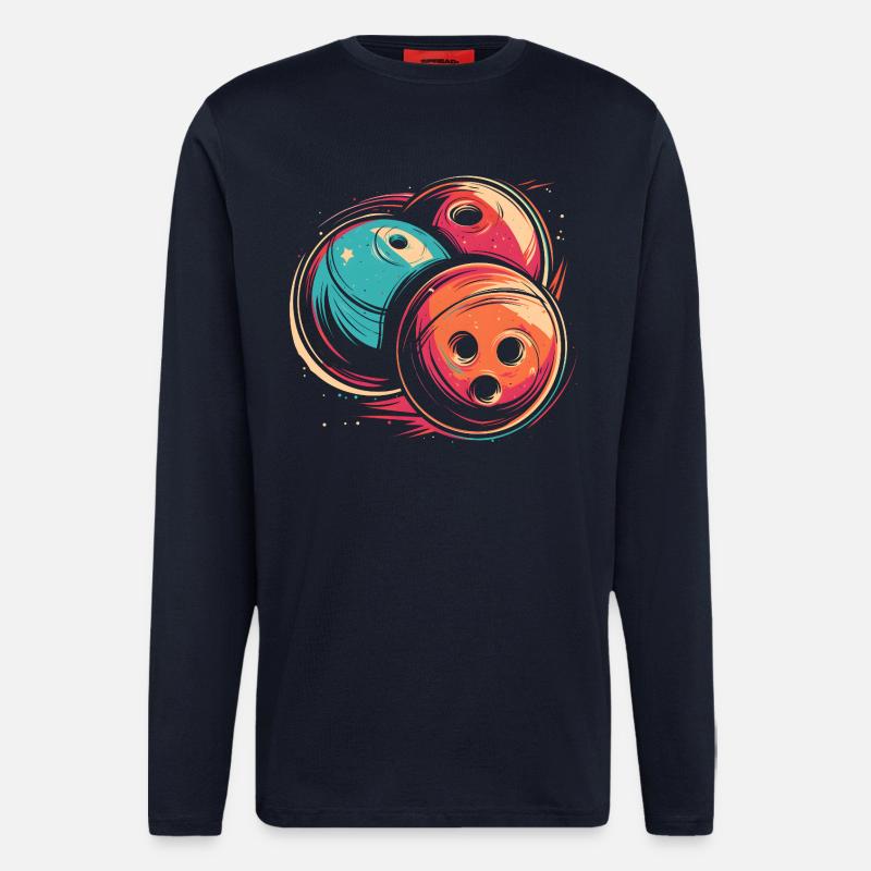 Bowling Balls Synthwave - Longsleeve - made by SPREAD  - DARK NAVY