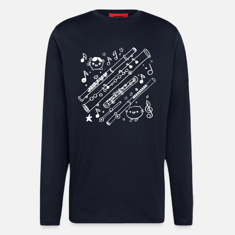 Flöte Cartoon Look - Langarmshirt - made by SPREAD  - DARK NAVY
