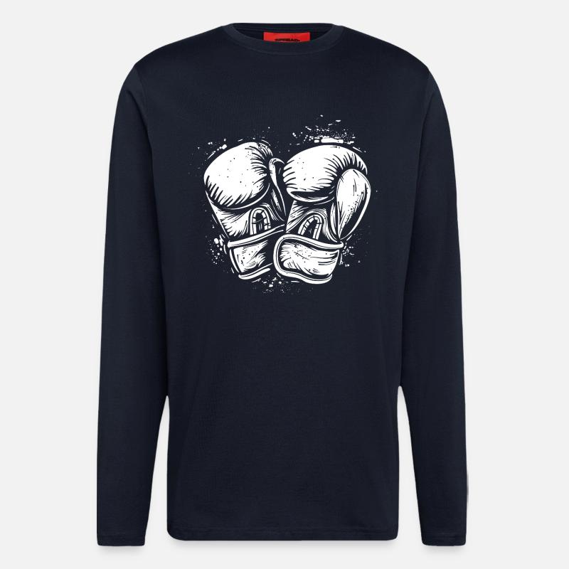 Dessin de gants de boxe - Manches longues bio décontracté fabriqué en UE - DARK NAVY