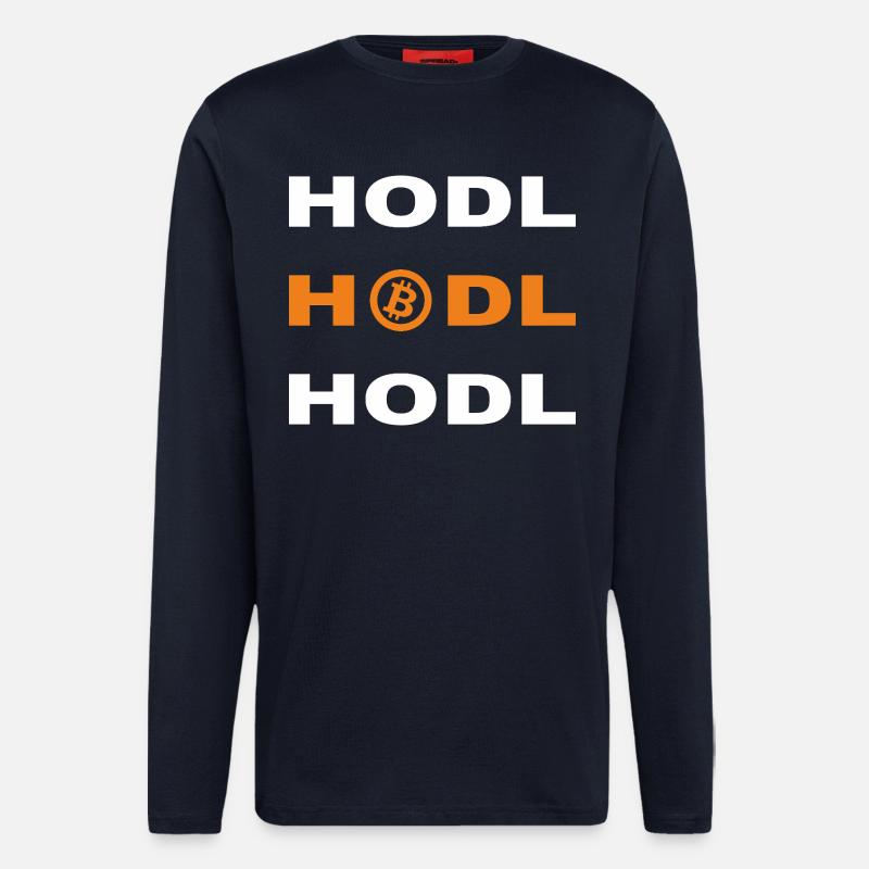 Bitcoin - Hodl Hodl Hodl - Manches longues bio décontracté fabriqué en UE - DARK NAVY