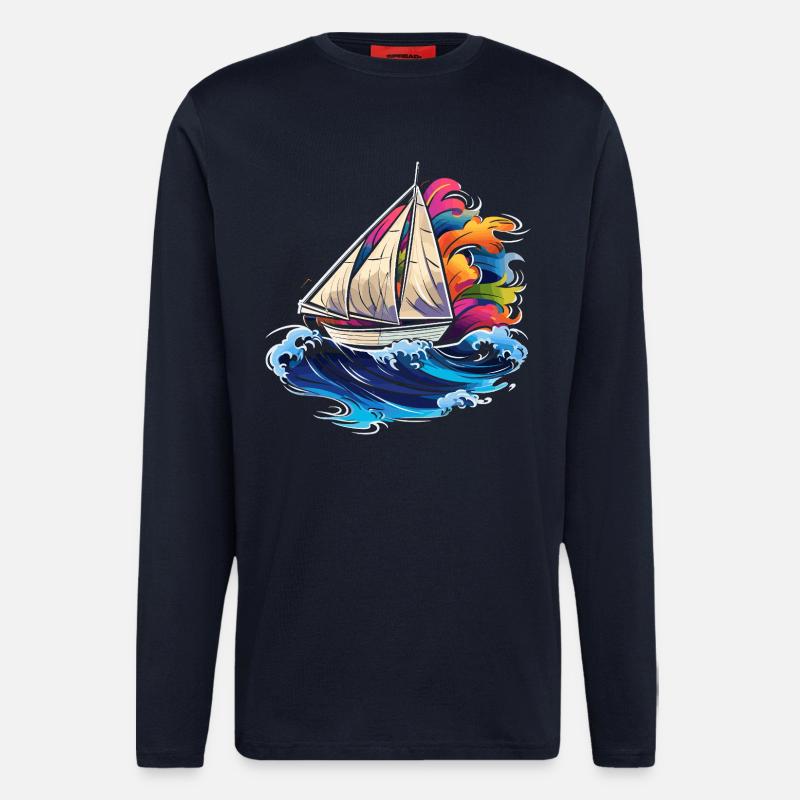 Sailing Synthwave - Longsleeve - made by SPREAD  - DARK NAVY