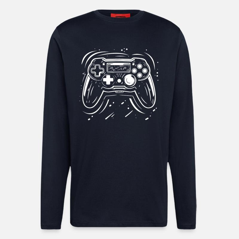 Gaming Controller Zeichnung - Langarmshirt - made by SPREAD - DARK NAVY