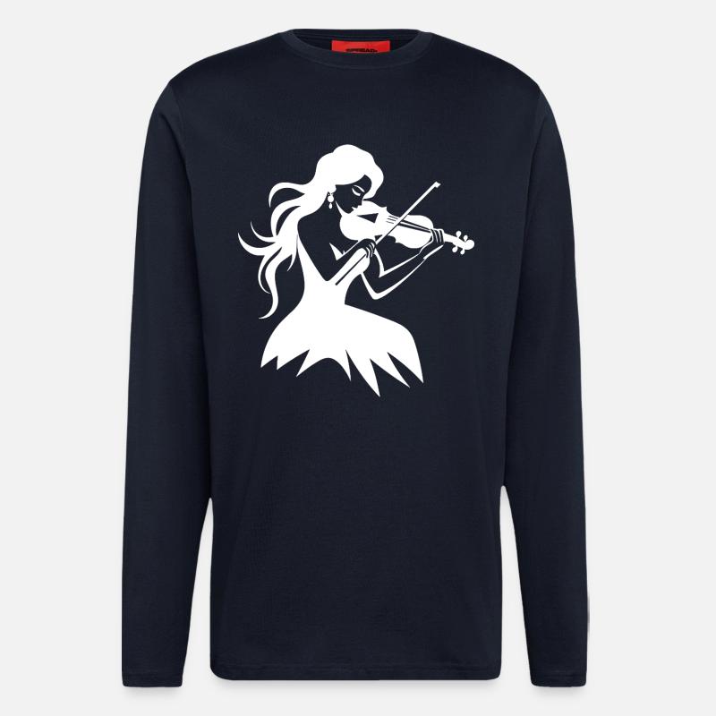Geige Mädchen Zeichnung - Langarmshirt - made by SPREAD - DARK NAVY