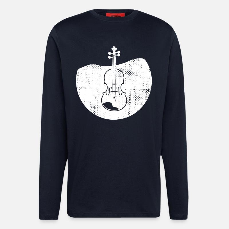 Dessin de violon - Manches longues bio décontracté fabriqué en UE - DARK NAVY