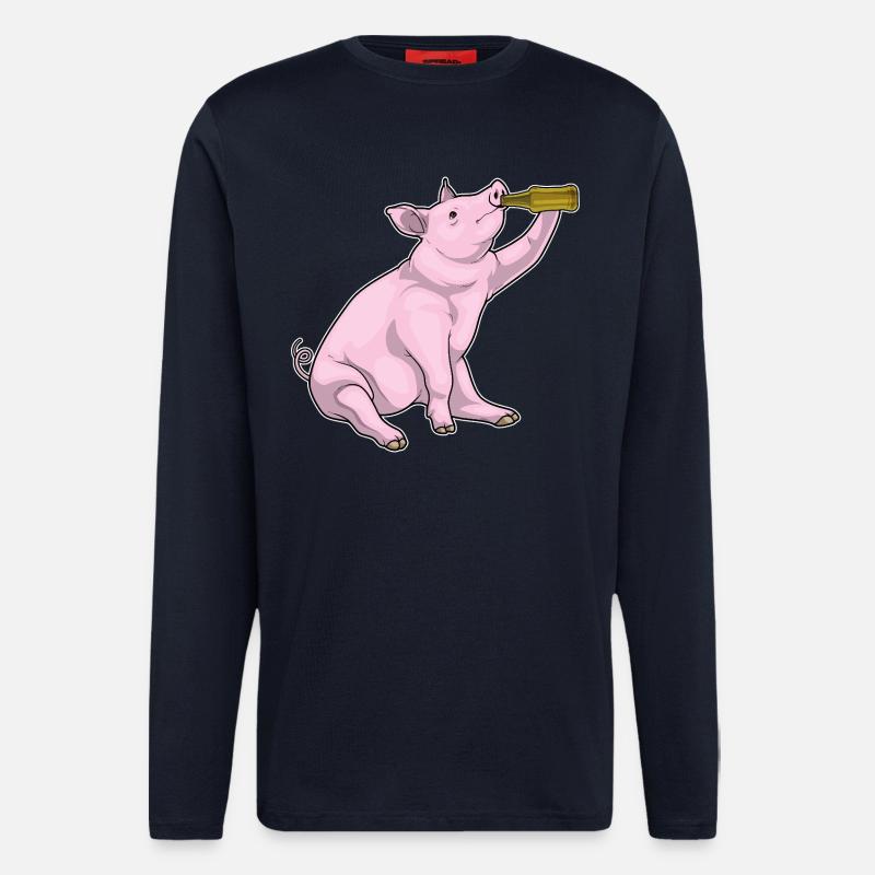 Schwein Flasche Bier - Langarmshirt - made by SPREAD - DARK NAVY