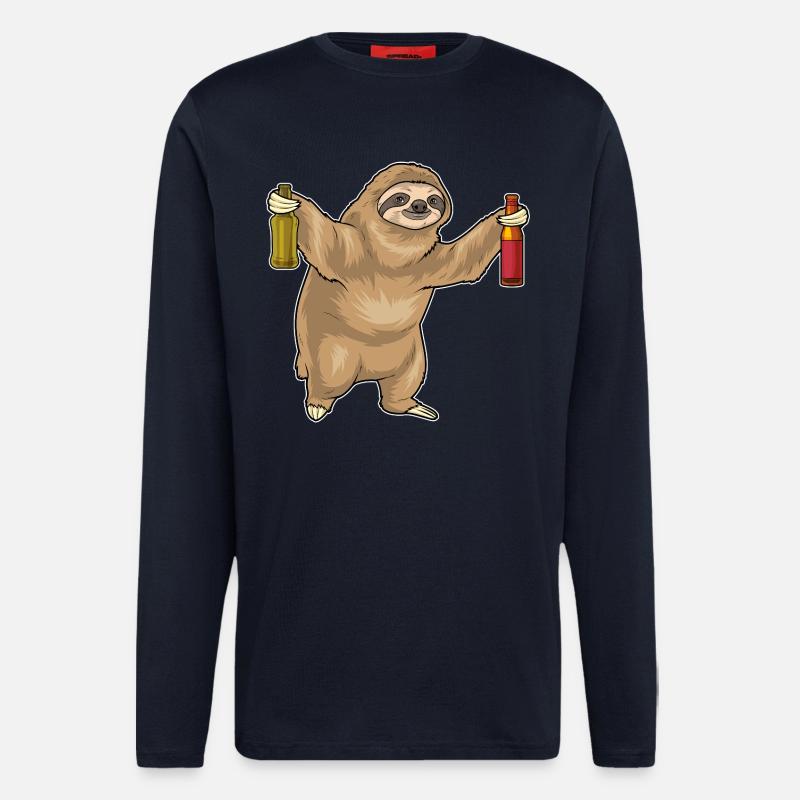 Faultier Flasche Bier - Langarmshirt - made by SPREAD  - DARK NAVY