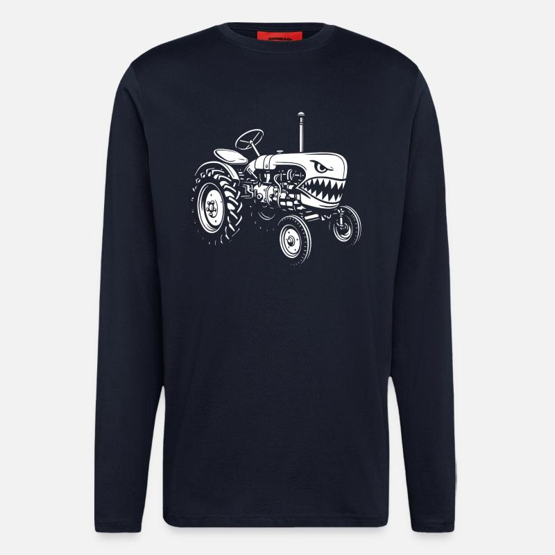 Haifisch-Traktor Attacke - Langarmshirt - made by SPREAD  - DARK NAVY