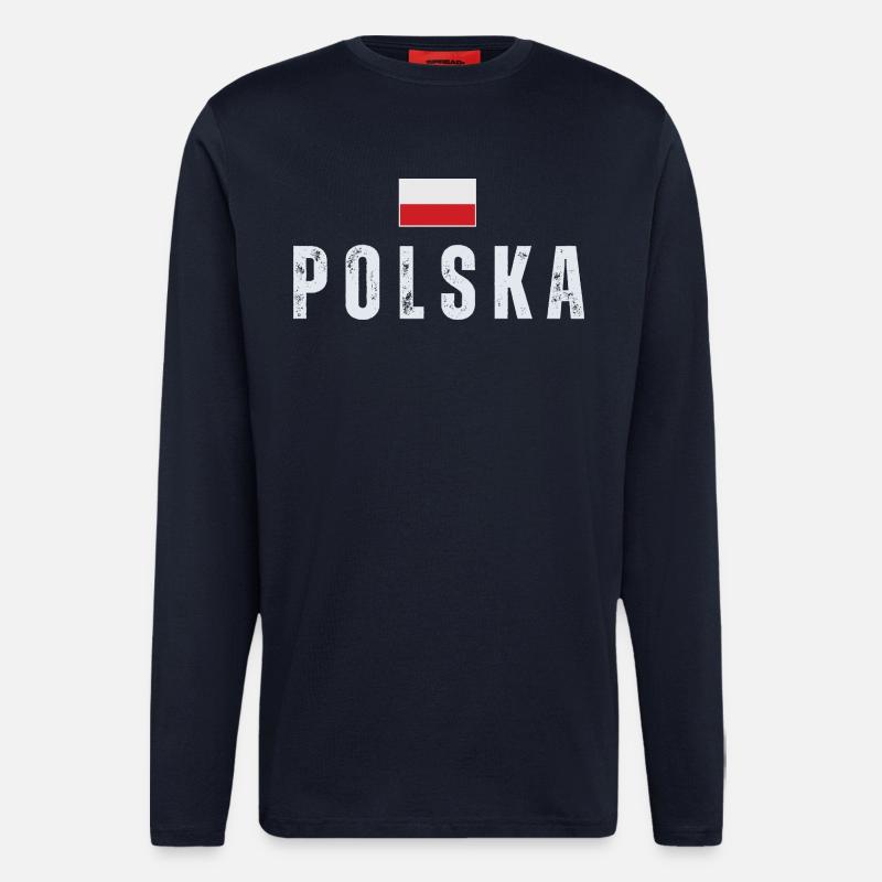 Polnische Flagge, Polnischer Stolz - Langarmshirt - made by SPREAD  - DARK NAVY