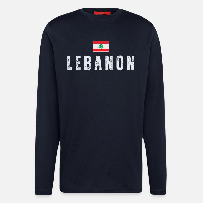 Stolzer Libanese, Flagge des Libanon - Langarmshirt - made by SPREAD  - DARK NAVY
