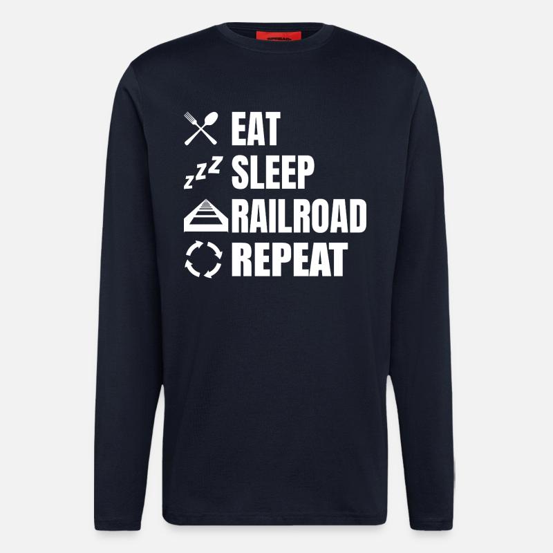 Eat Sleep Railroad Repeat - Langarmshirt - made by SPREAD  - DARK NAVY