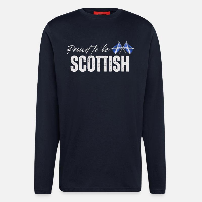 Fier Ecossais, j’adore l’Ecosse - Manches longues bio décontracté fabriqué en UE - DARK NAVY