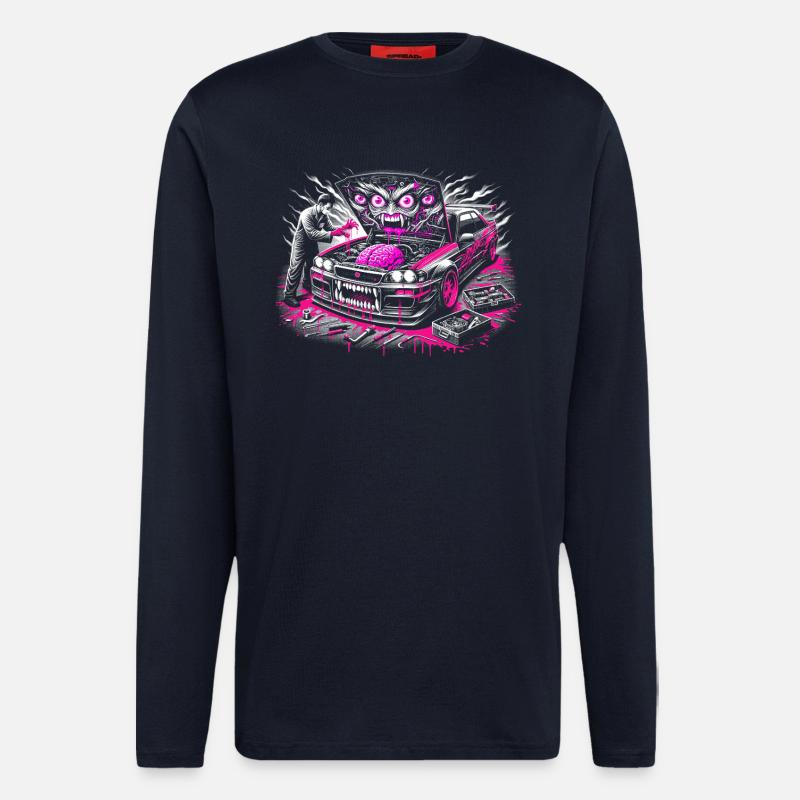 Neon Monster Car Graffiti Design - Longsleeve - made by SPREAD  - DARK NAVY