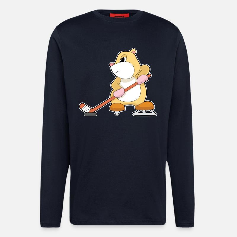 Hamster Eishockey Eishockeyschläger - Langarmshirt - made by SPREAD  - DARK NAVY