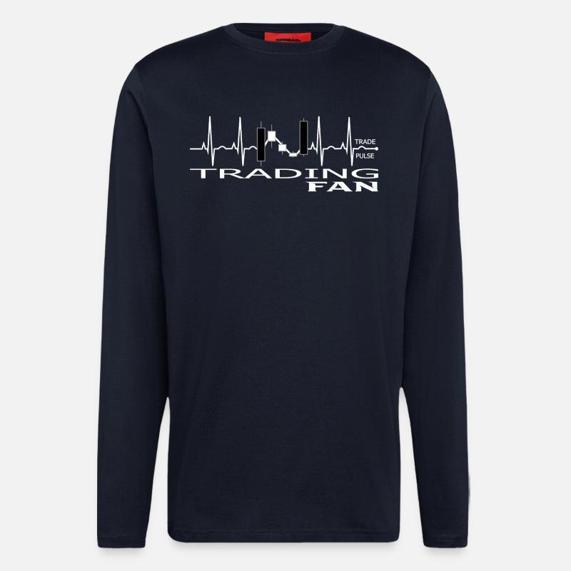 Conception de graphiques de trading Pulse - Manches longues bio décontracté fabriqué en UE - DARK NAVY