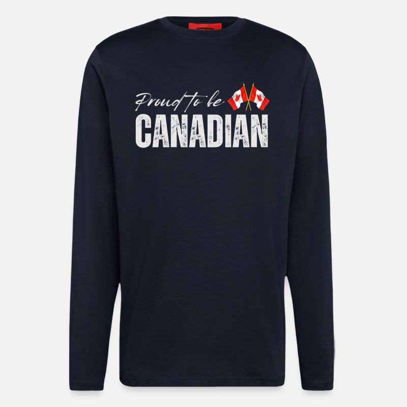 Drapeau du Canada, fierté canadienne - Manches longues bio décontracté fabriqué en UE - DARK NAVY