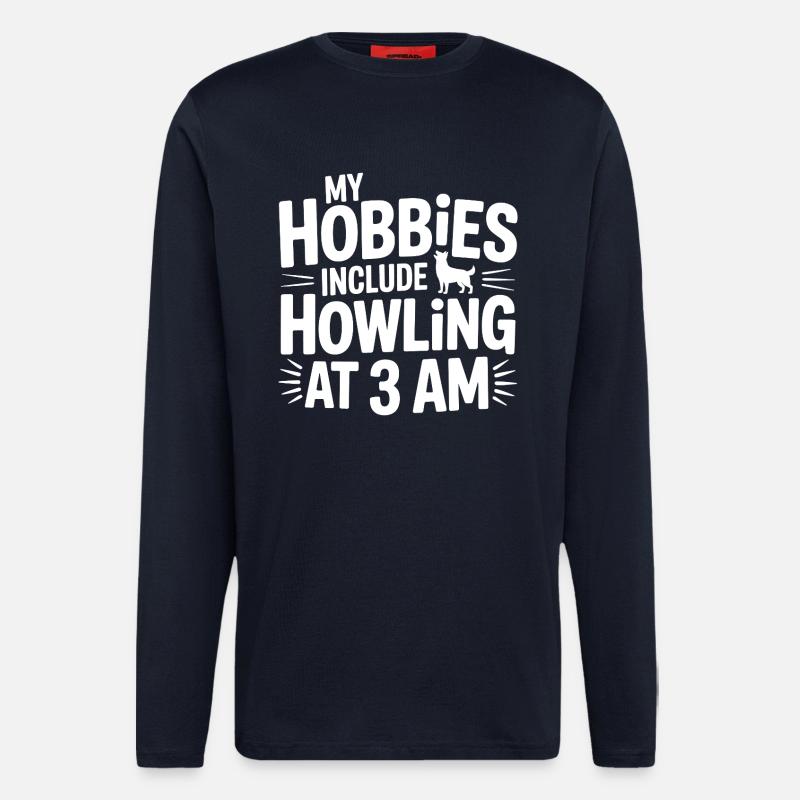 My Hobbies Include Howling Husky - Longsleeve - made by SPREAD - DARK NAVY