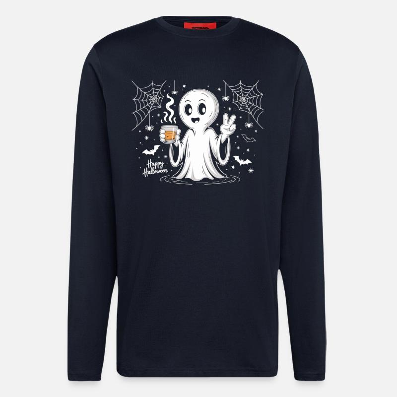 Schauriger Geist mit Halloween-Logo - Langarmshirt - made by SPREAD  - DARK NAVY